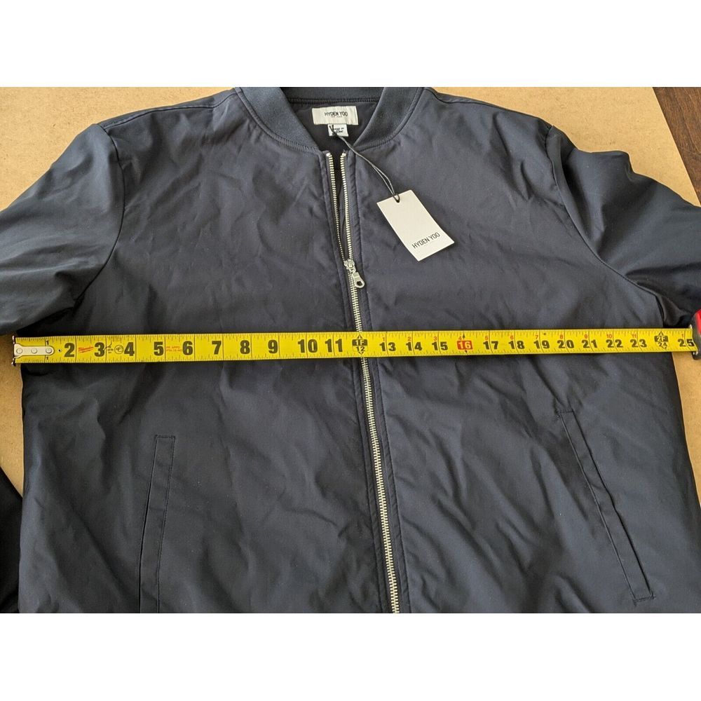 Hyden Yoo Mens XL Classic Bomber Jacket Full Zip Black Long Sleeve - Picture 6 of 7
